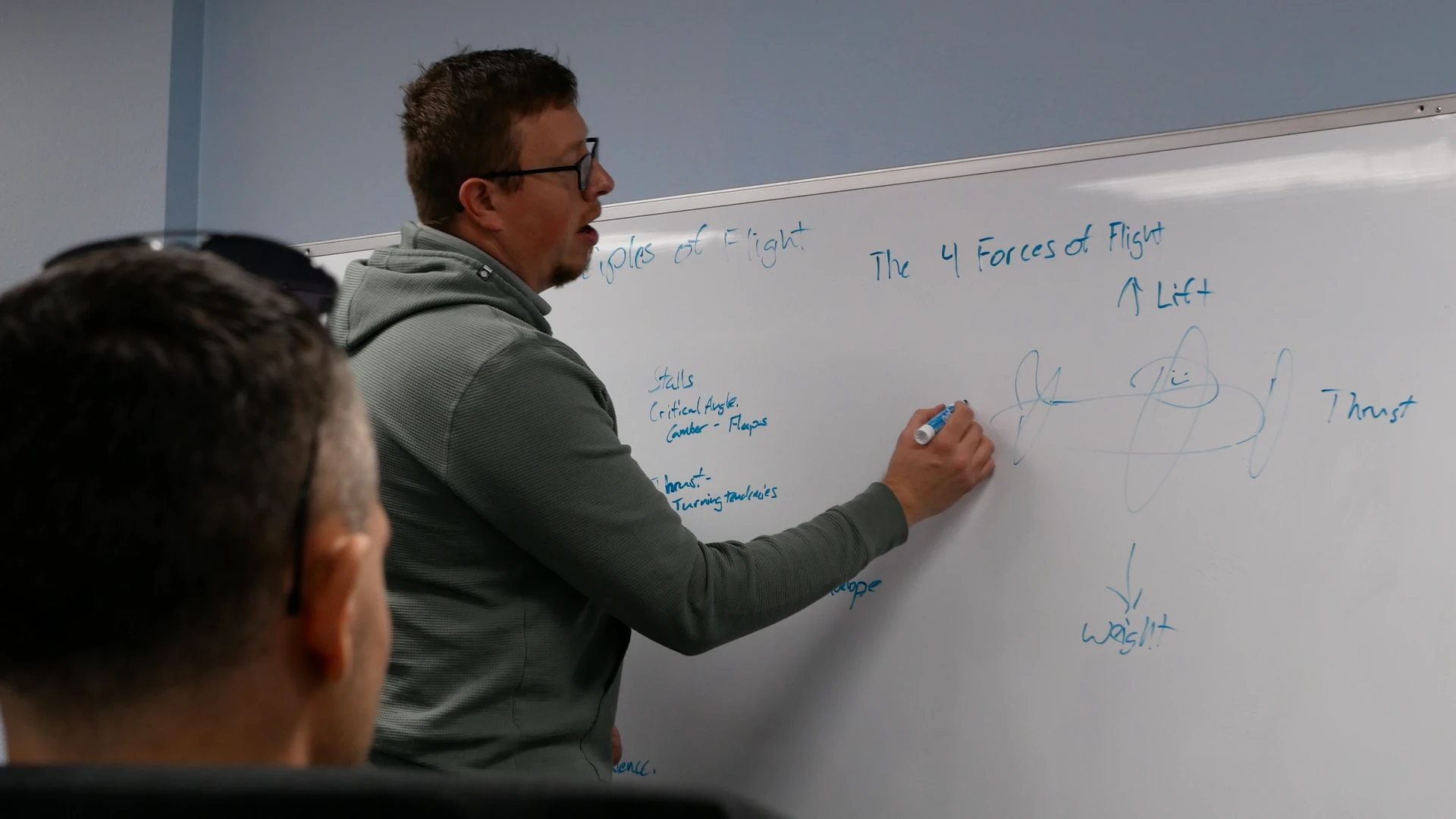 Flight instructor teaching a ground lesson at Vegas Aviation