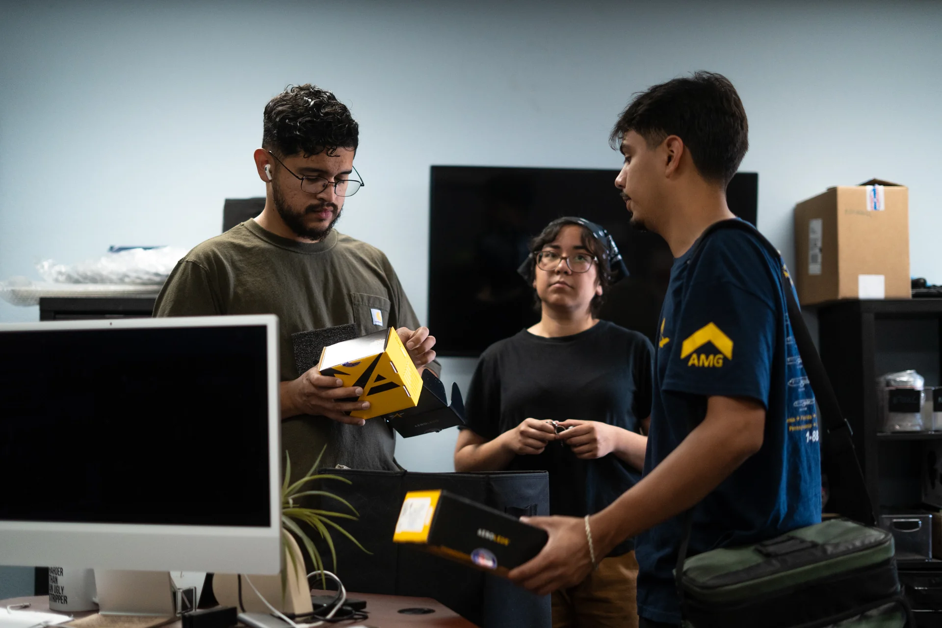 Vegas Aviation maintenance team reviewing aircraft parts and repair options